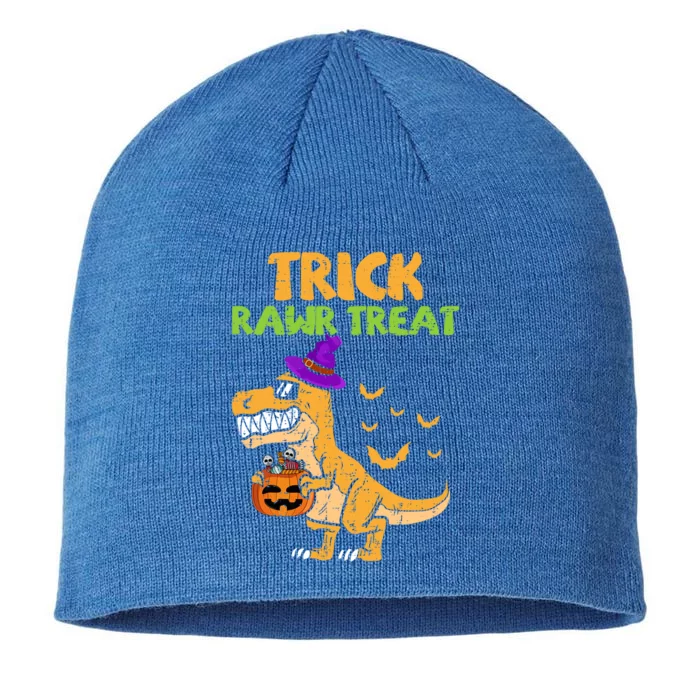 Trick Rawr Treat Dinosaur Trex Witch Pumpkin Funny Halloween Gift 8 1/2in Sustainable Knit Beanie