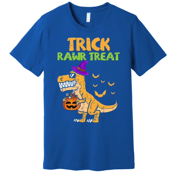 Trick Rawr Treat Dinosaur Trex Witch Pumpkin Funny Halloween Gift Premium T-Shirt