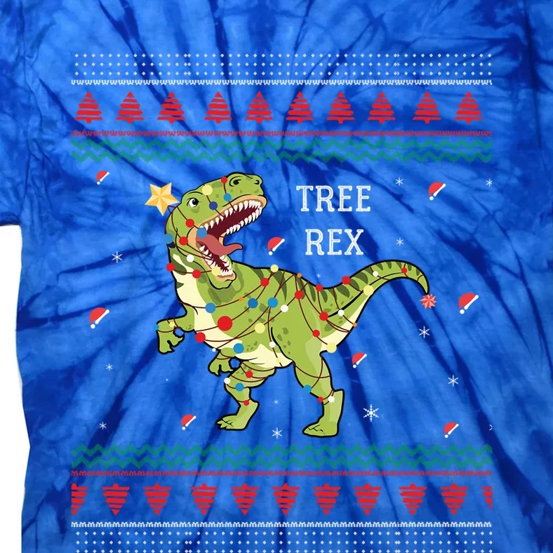 Tree Rex Trex Dinosaur Light Ugly Christmas Sweater Pajamas Funny Gift Tie-Dye T-Shirt