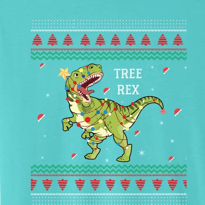 Tree Rex Trex Dinosaur Light Ugly Christmas Sweater Pajamas Funny Gift ChromaSoft Performance T-Shirt