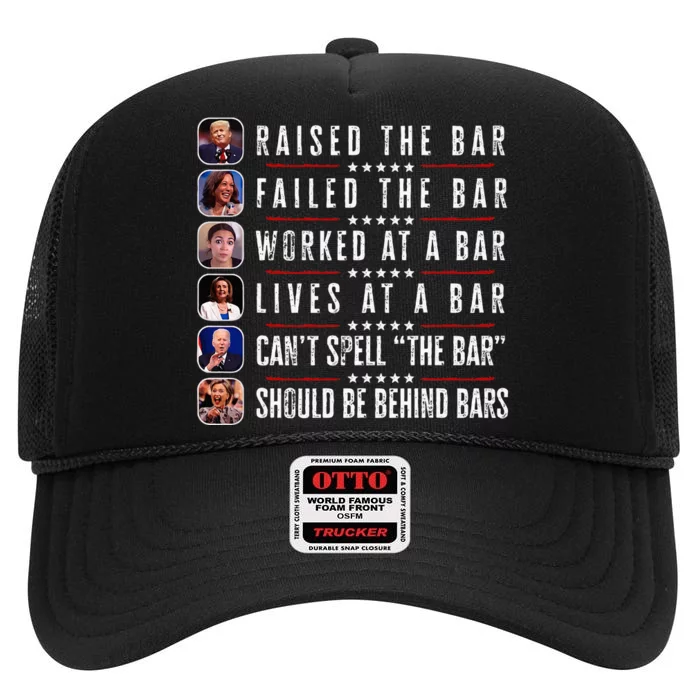 Trump Raised The Bar Harris Failed High Crown Mesh Trucker Hat