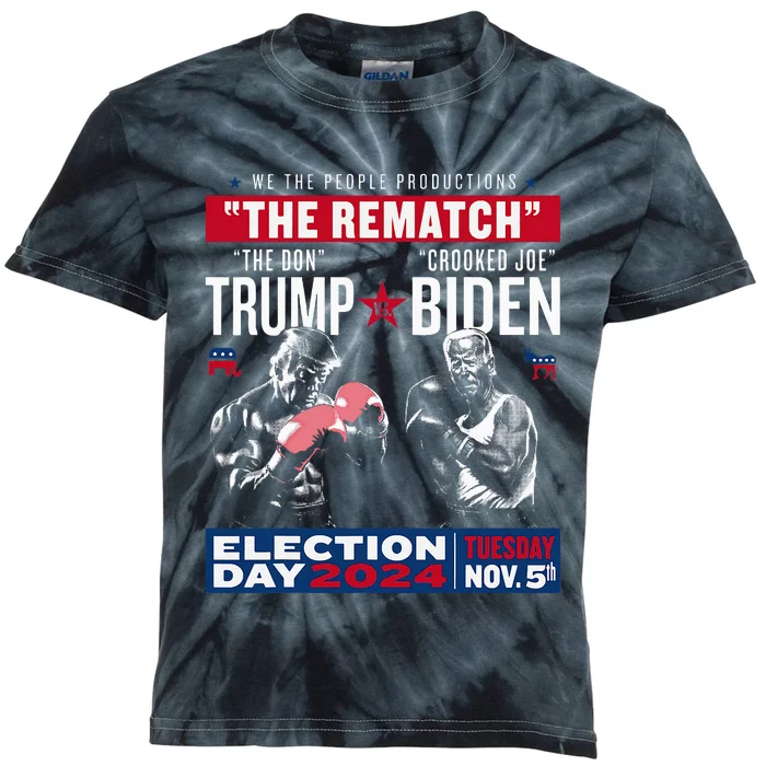 The Rematch The Don And Crooked Joe Pro Trump 2024 Kids Tie-Dye T-Shirt