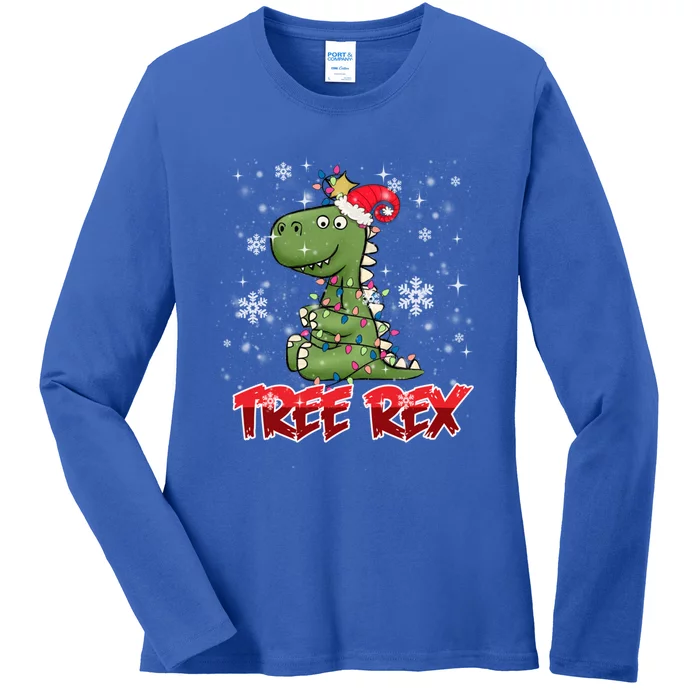 Tree Rex Trex As A Christmas Tree Dinosaur Decoration Funny Gift Ladies Long Sleeve Shirt