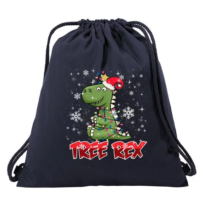 Tree Rex Trex As A Christmas Tree Dinosaur Decoration Funny Gift Drawstring Bag