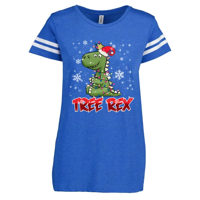 Tree Rex Trex As A Christmas Tree Dinosaur Decoration Funny Gift Enza Ladies Jersey Football T-Shirt