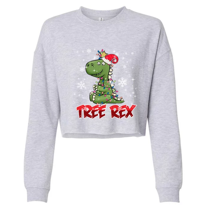 Tree Rex Trex As A Christmas Tree Dinosaur Decoration Funny Gift Cropped Pullover Crew