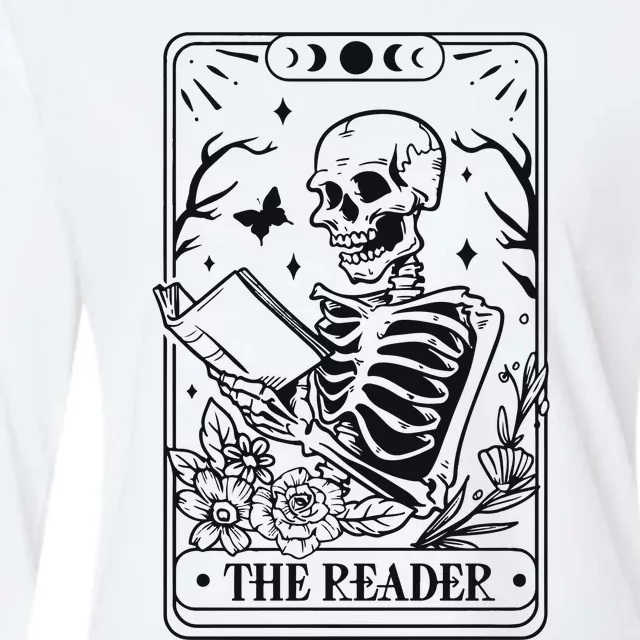 The Reader Tarot Card Skeleton Reading Womens Cotton Relaxed Long Sleeve T-Shirt