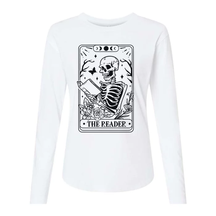 The Reader Tarot Card Skeleton Reading Womens Cotton Relaxed Long Sleeve T-Shirt