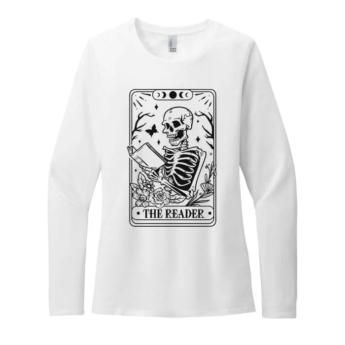 The Reader Tarot Card Skeleton Reading Womens CVC Long Sleeve Shirt