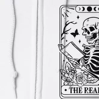 The Reader Tarot Card Skeleton Reading Full Zip Hoodie