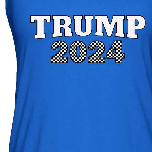 Trump Racing Theme 2024 Checker Ladies Essential Flowy Tank