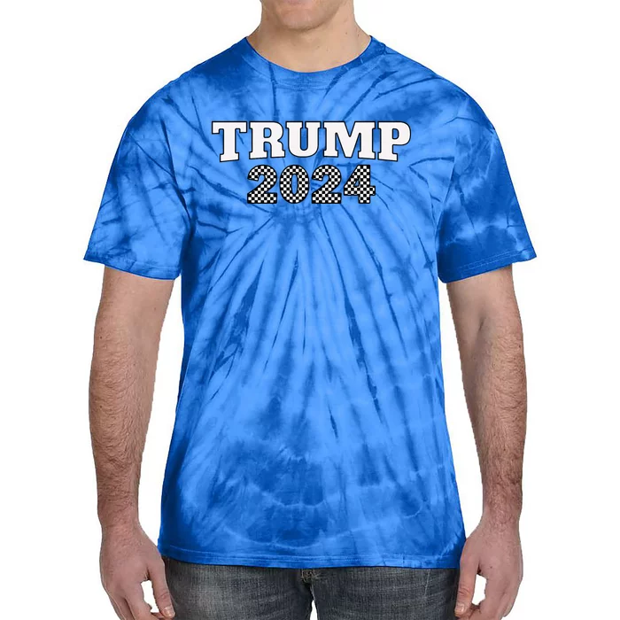 Trump Racing Theme 2024 Checker Tie-Dye T-Shirt