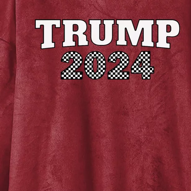 Trump Racing Theme 2024 Checker Hooded Wearable Blanket