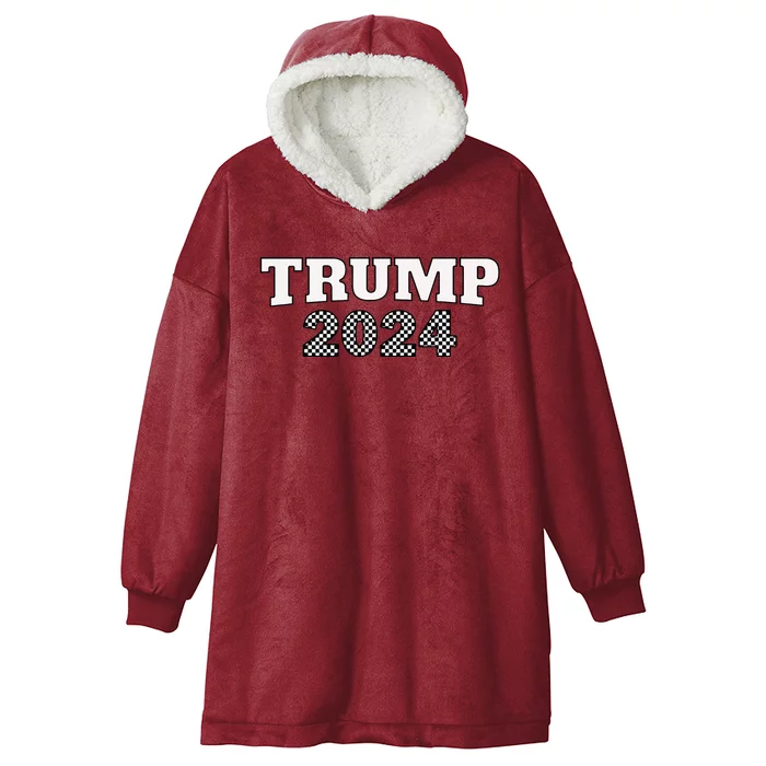 Trump Racing Theme 2024 Checker Hooded Wearable Blanket