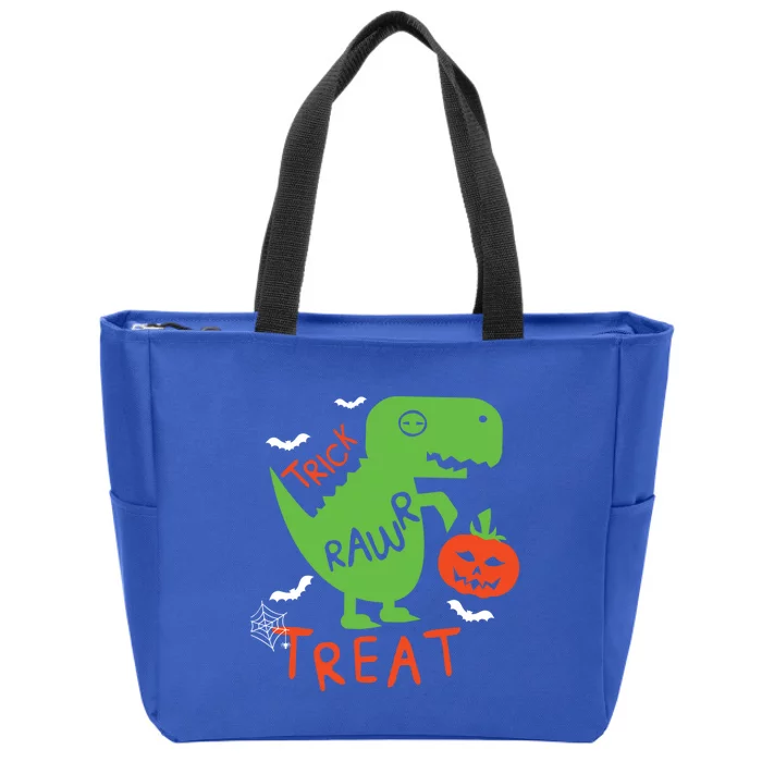 Trick Rawr Treat Funny Rex Pumpkin Halloween Gift Zip Tote Bag