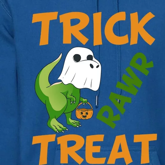 Trick Rawr Treat Halloween Dino Trick Or Treat Dinosaur Gift Premium Hoodie