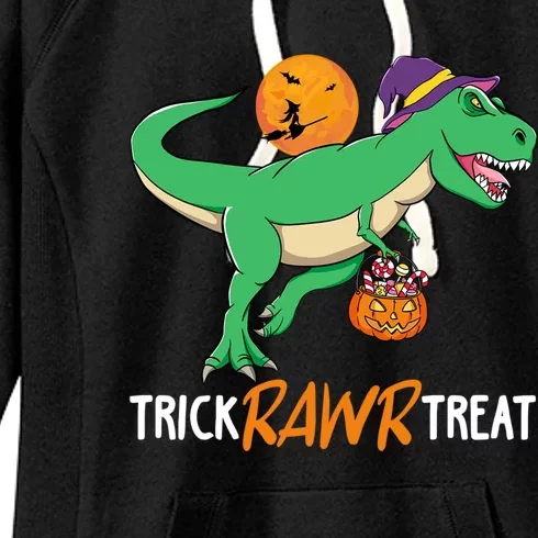 Trick Rawr Treat Halloween Funny T Rex Dinosaur Cute Gift Women's Fleece Hoodie