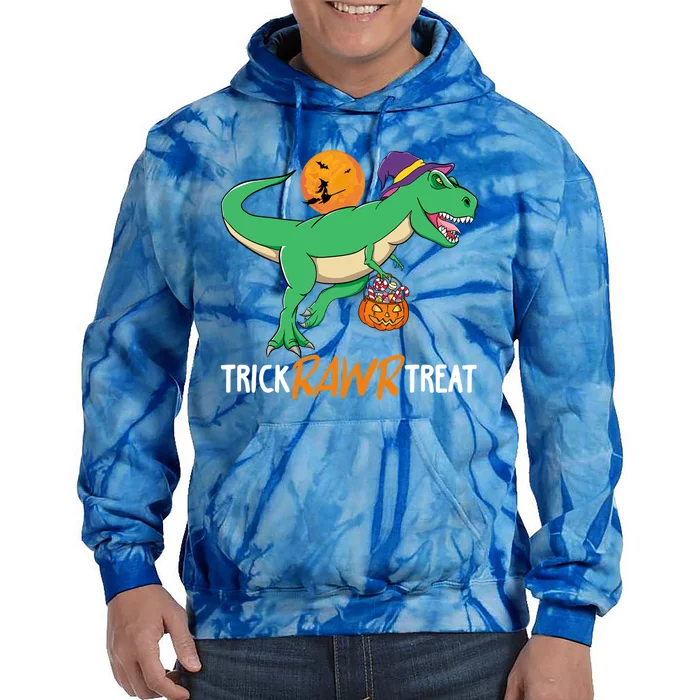 Trick Rawr Treat Halloween Funny T Rex Dinosaur Cute Gift Tie Dye Hoodie