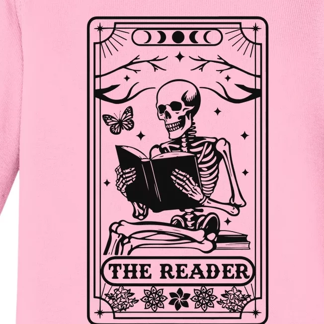 The Reader Tarot Card Skeleton Reading Baby Long Sleeve Bodysuit