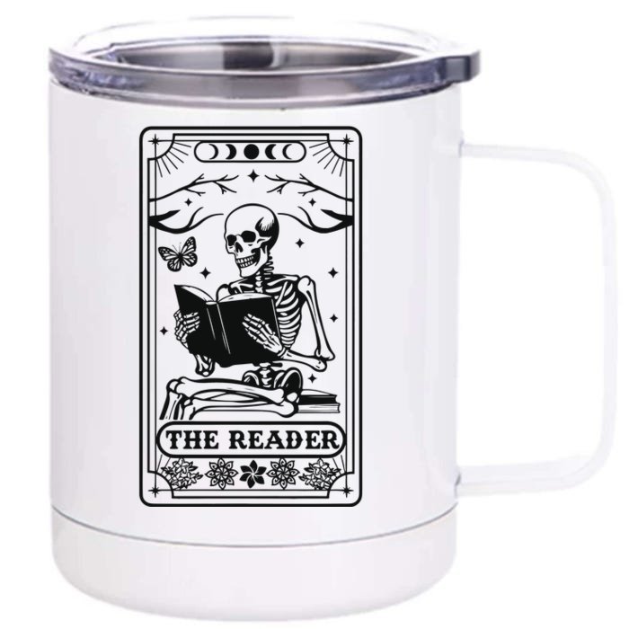 The Reader Tarot Card Skeleton Reading Front & Back 12oz Stainless Steel Tumbler Cup