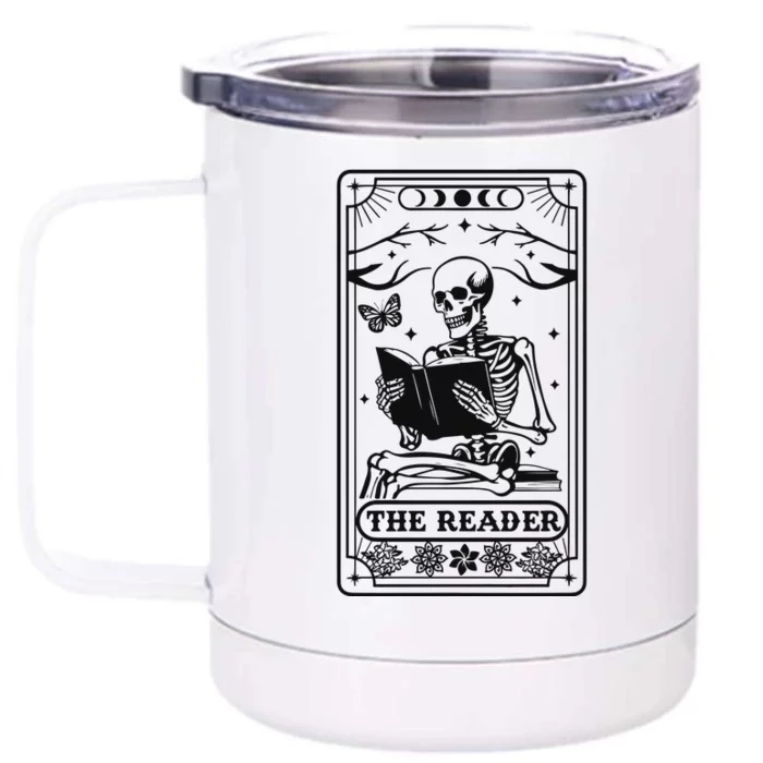 The Reader Tarot Card Skeleton Reading Front & Back 12oz Stainless Steel Tumbler Cup