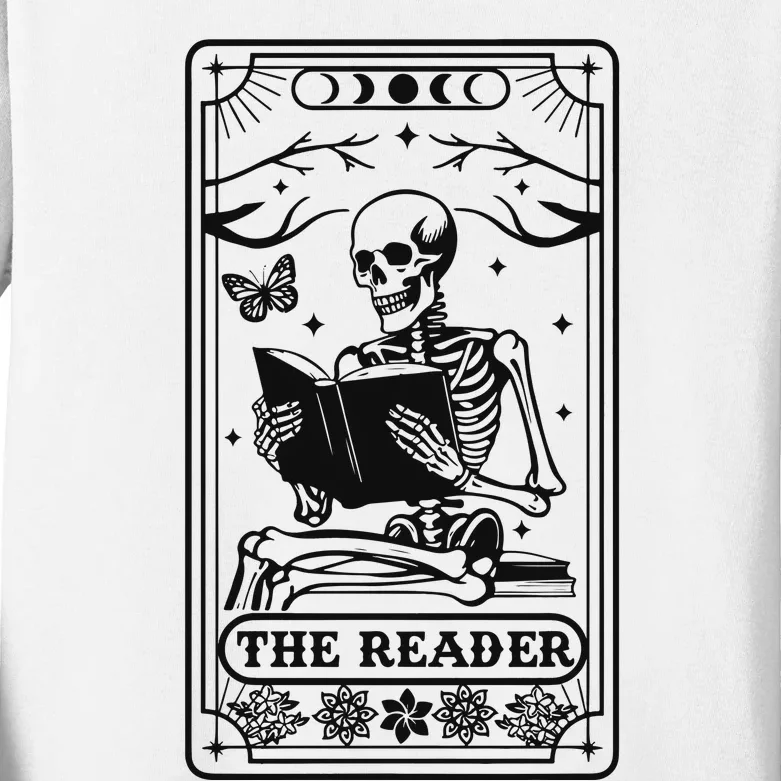 The Reader Tarot Card Skeleton Reading Kids Long Sleeve Shirt