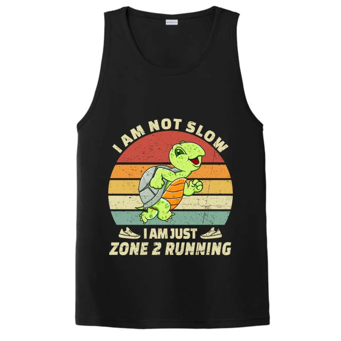 Turtle Runner Team Vintage Im Not Slow Just Zone 2 Running Great Gift Performance Tank