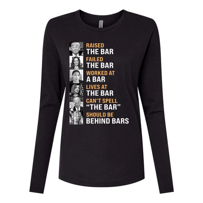 Trump Raised The Bar Harris Failed The Bar Womens Cotton Relaxed Long Sleeve T-Shirt