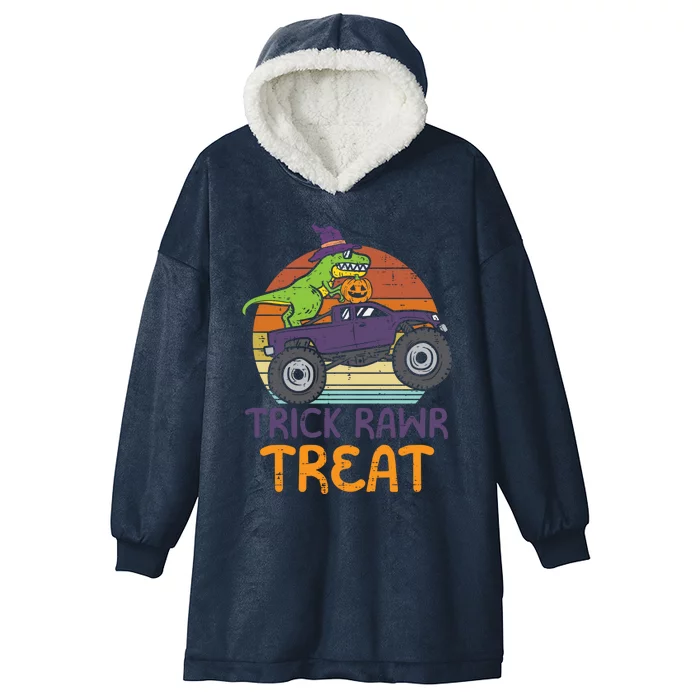 Trick Rawr Treat Dinosaur Monster Truck Halloween Cute Gift Hooded Wearable Blanket