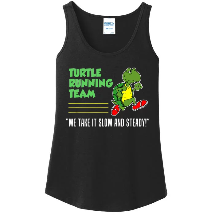 Turtle Running Team Slow And Steady Funny Runner Ladies Essential Tank