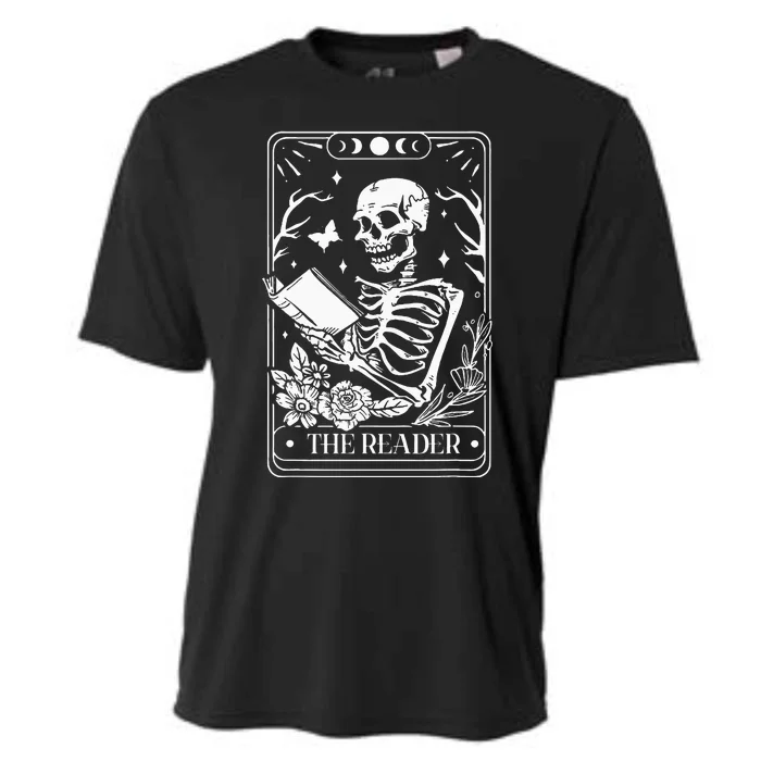 The Reader Tarot Funny Skeleton Reading Cooling Performance Crew T-Shirt