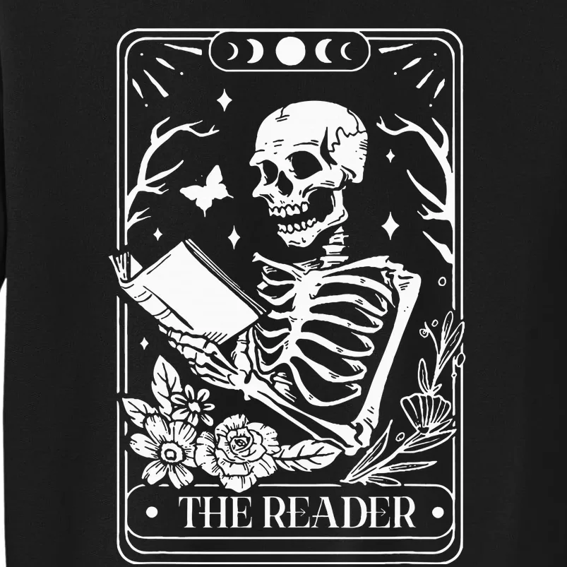 The Reader Tarot Funny Skeleton Reading Tall Sweatshirt