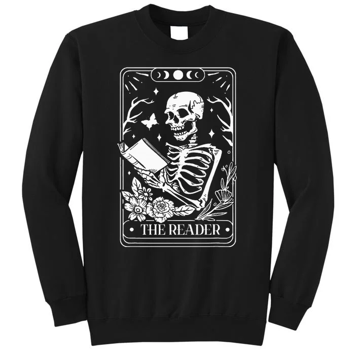 The Reader Tarot Funny Skeleton Reading Tall Sweatshirt