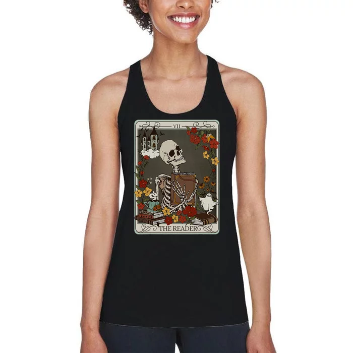 The Reader Tarot Card Bookish Women's Racerback Tank