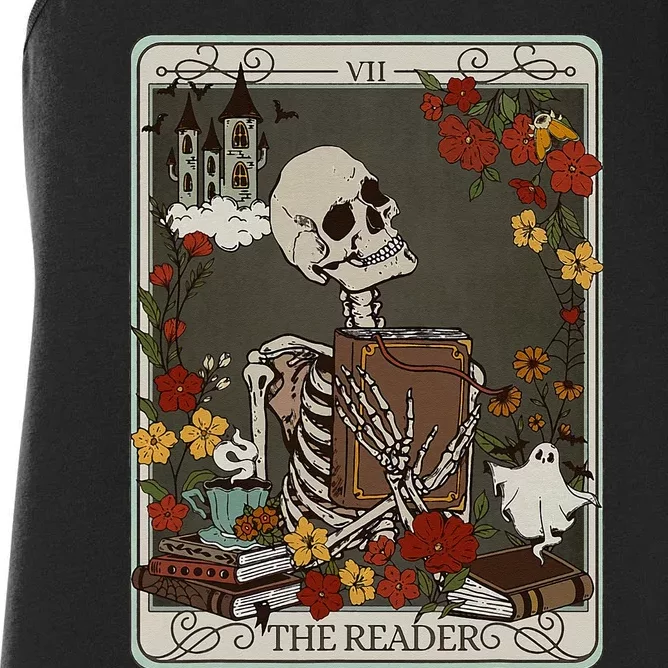 The Reader Tarot Card Bookish Women's Racerback Tank