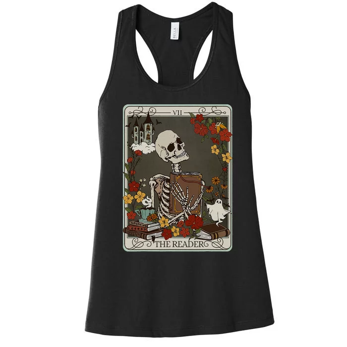 The Reader Tarot Card Bookish Women's Racerback Tank