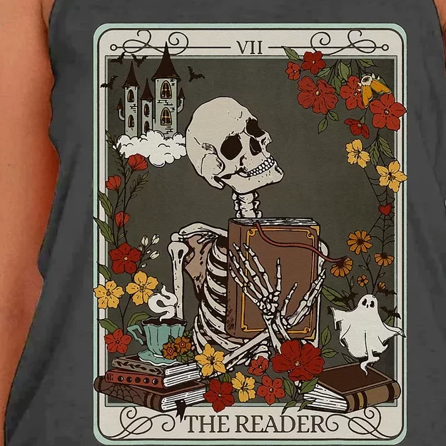 The Reader Tarot Card Bookish Women's Knotted Racerback Tank