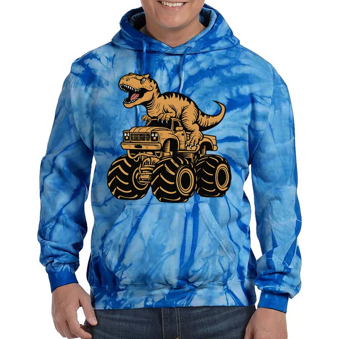 Tyrannosaurus Rex Trex Monster Truck Dinosaur Design Tie Dye Hoodie