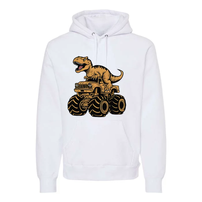 Tyrannosaurus Rex Trex Monster Truck Dinosaur Design Premium Hoodie