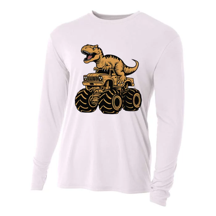 Tyrannosaurus Rex Trex Monster Truck Dinosaur Design Cooling Performance Long Sleeve Crew