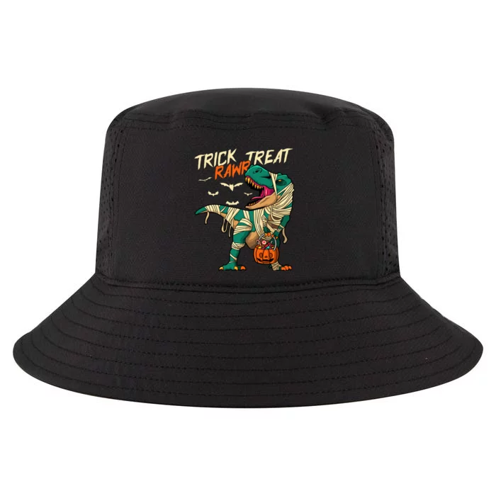 Trick Rawr Treat T Rex Dinosaur Mummy Boy Funny Halloween Cool Comfort Performance Bucket Hat