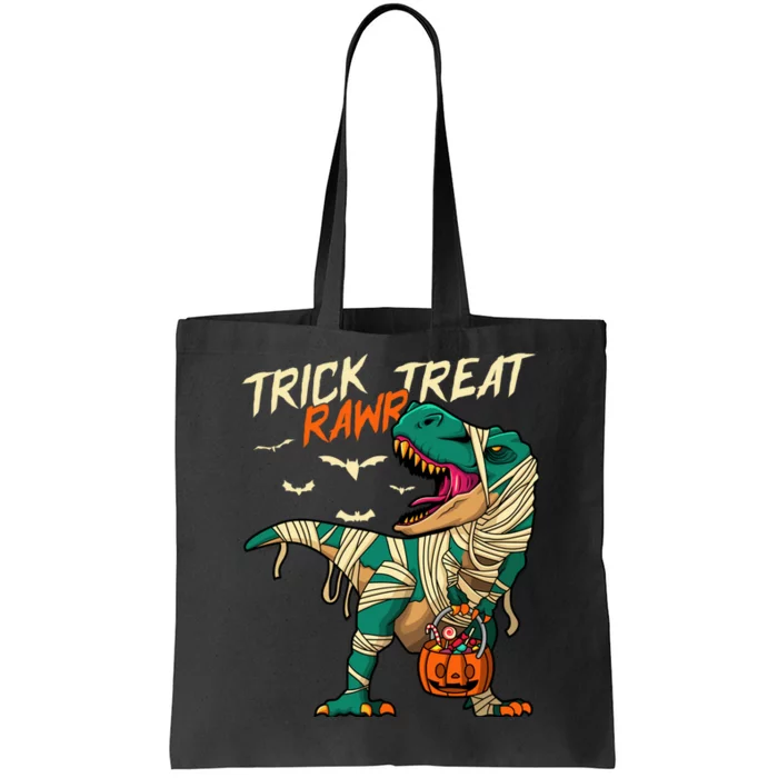 Trick Rawr Treat T Rex Dinosaur Mummy Boy Funny Halloween Tote Bag