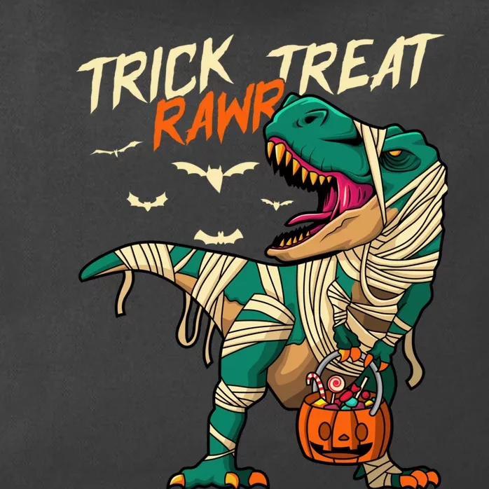 Trick Rawr Treat T Rex Dinosaur Mummy Boy Funny Halloween Zip Tote Bag