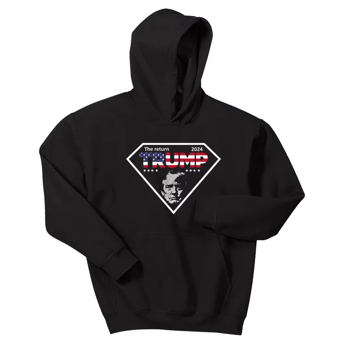 The Return | Trump 2024 Us Flag Kids Hoodie