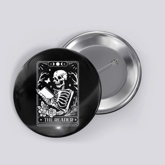 The Reader Tarot Funny Skeleton Reading Button