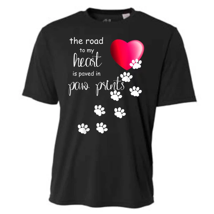 The Road To My Heart Is Paved With Paw Prints. Dog Cooling Performance Crew T-Shirt