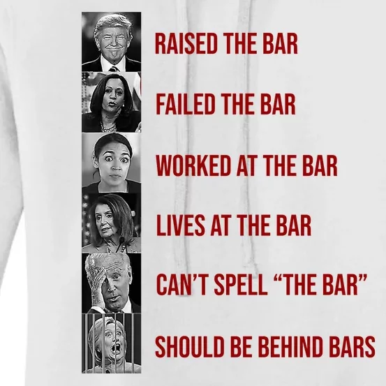 Trump Raised The Bar Biden Can't Spell The Bar Funny Republican Women's Pullover Hoodie