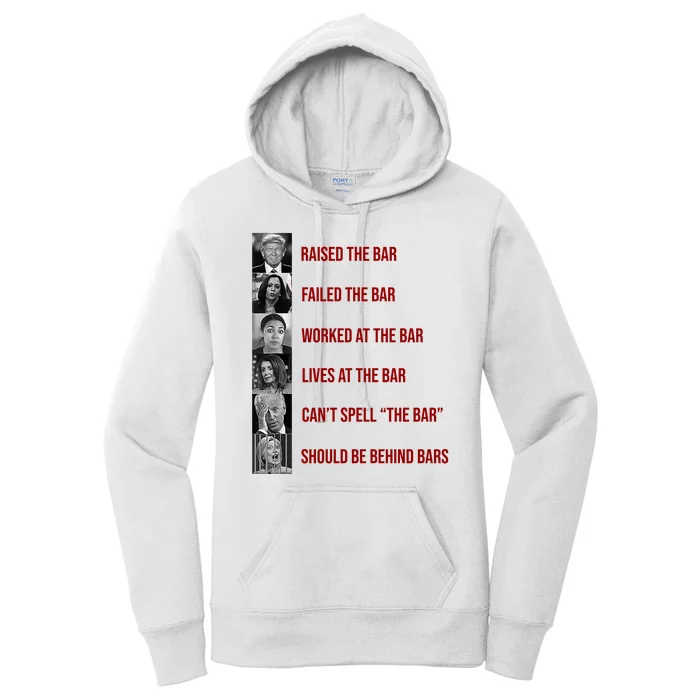 Trump Raised The Bar Biden Can't Spell The Bar Funny Republican Women's Pullover Hoodie