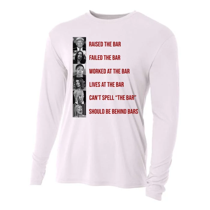 Trump Raised The Bar Biden Can't Spell The Bar Funny Republican Cooling Performance Long Sleeve Crew