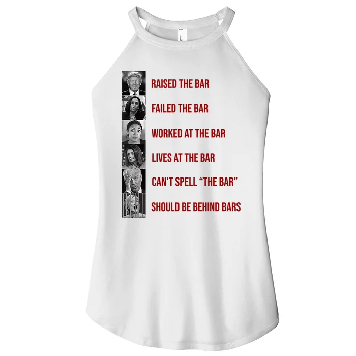 Trump Raised The Bar Biden Can't Spell The Bar Funny Republican Women’s Perfect Tri Rocker Tank